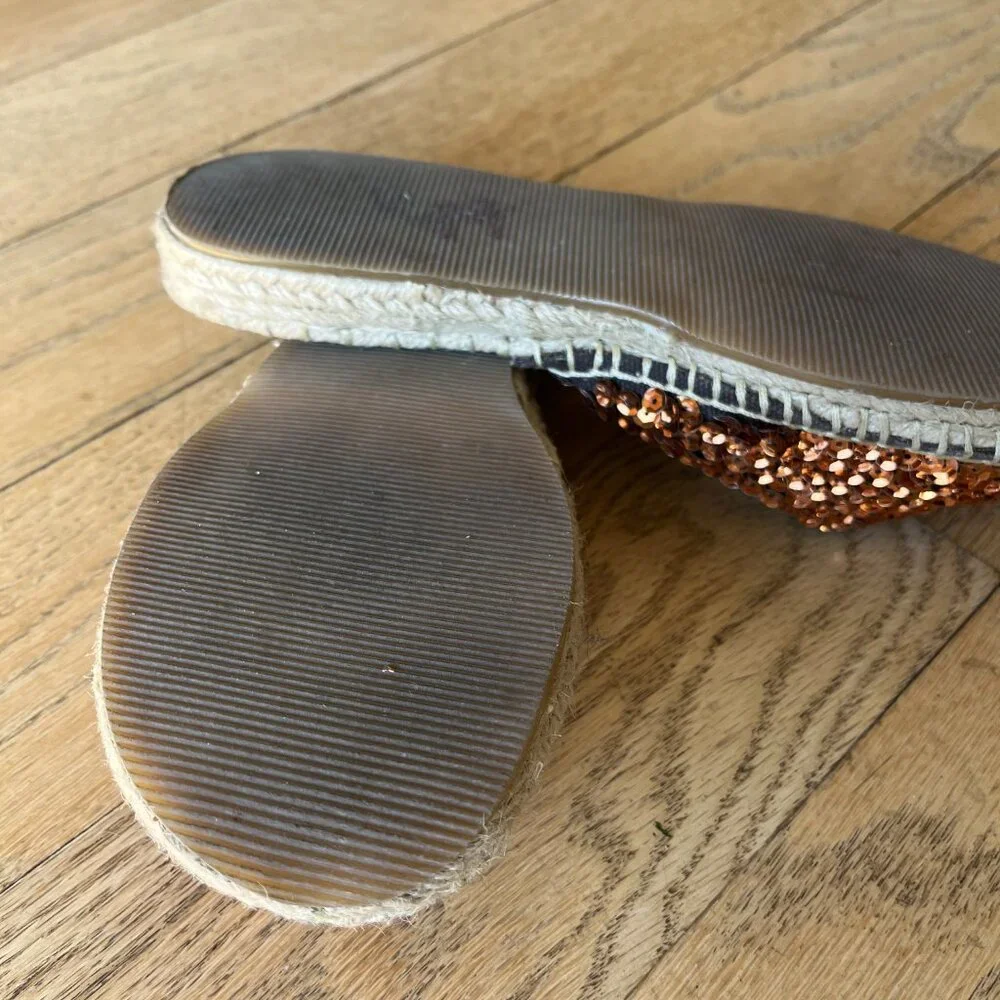 Aldo Sequined Espadrille Slides, Size 7.5